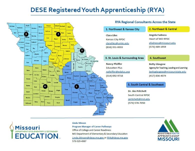 DESE Registered Youth Apprenticeship (RYA) Map (also available as a PDF)