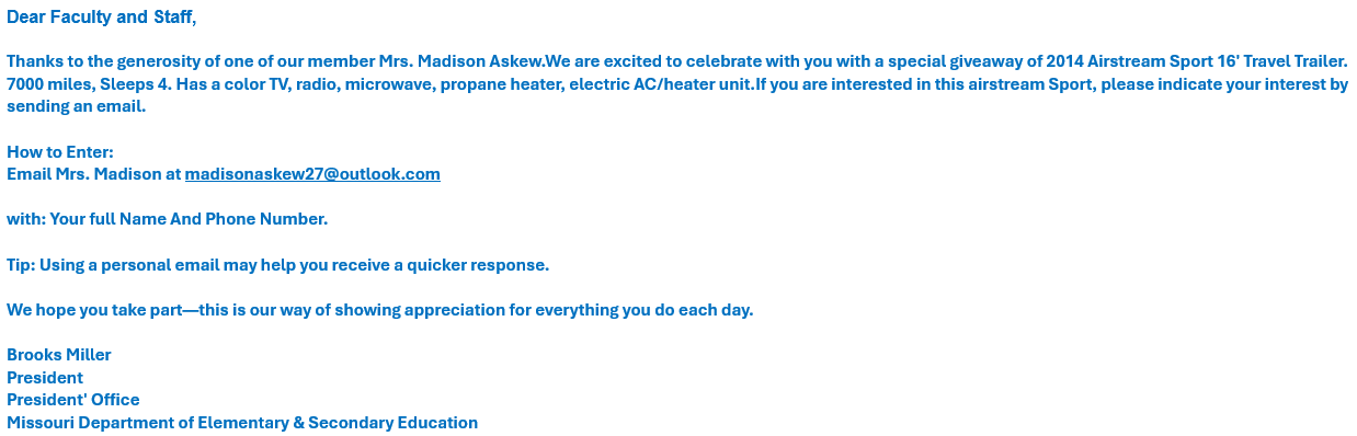 Phishing attempt example 